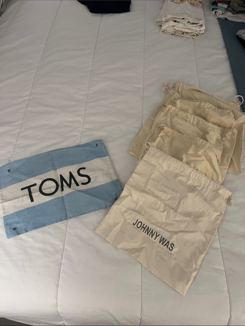 Johnny Was Beige Drawstring Logo Dust Bags - Set of 6
